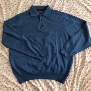 Nordstrom merino wool blue polo sweater